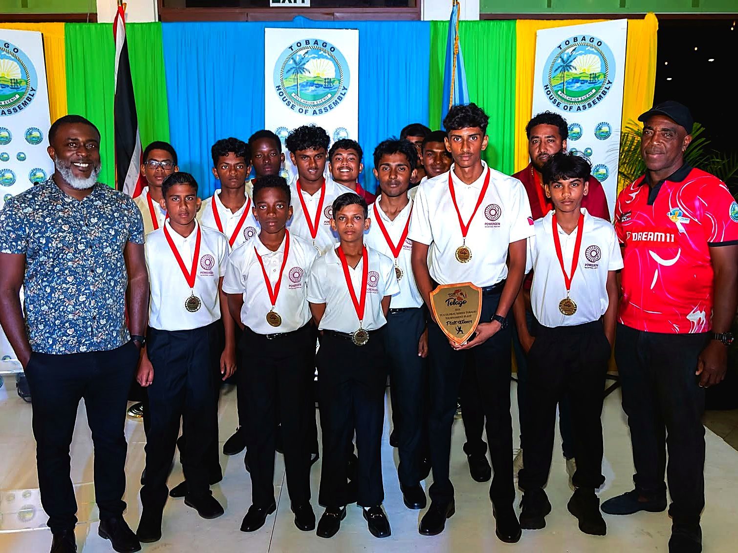 Players with their medals at the awards ceremony