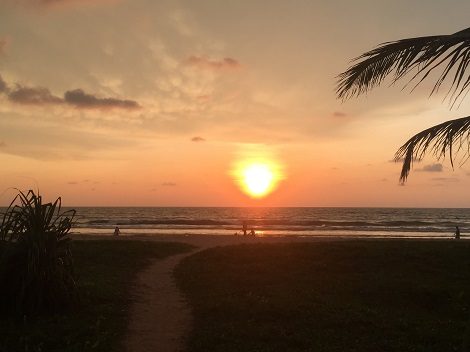 Sunset over the beach on the south coast